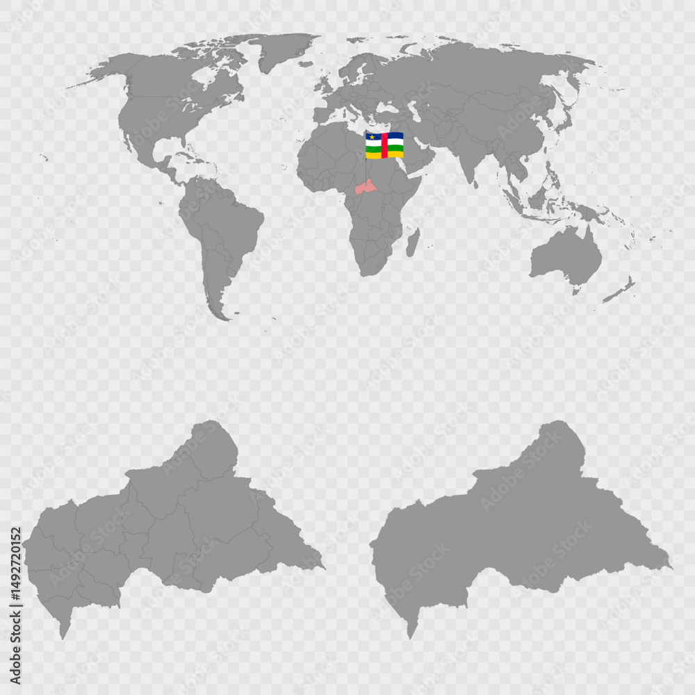 Obraz premium Central African Republic Map Set with World Location.
