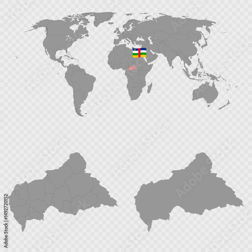Central African Republic Map Set with World Location.