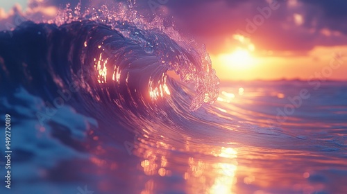 Ocean wave sunset
