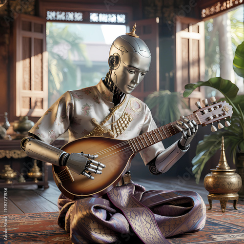 Robot culture fusion ,Thai tradition ,steampunk robot ,cultural sci-fi