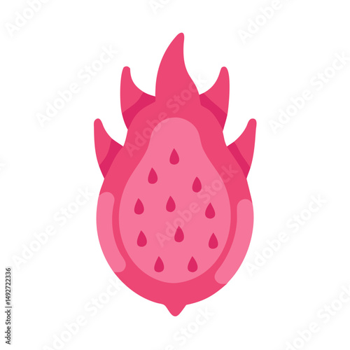Stylized dragon fruit illustration with pink hues on black