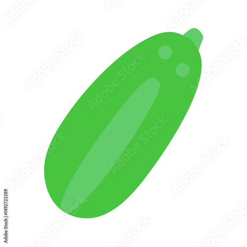 Green zucchini simple flat illustration against black background image