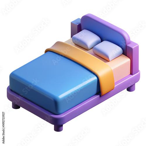 bed with pillows isolated