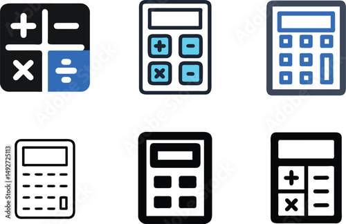 Digital Calculator Symbol Vector Set For Budgeting, Math, And Accounting Themes