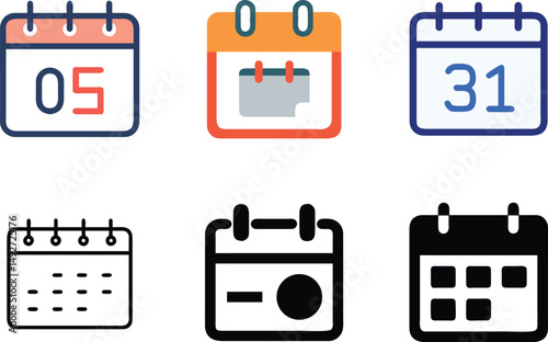 Date Planner Symbol Vector Set For Events, Appointments, And Time Management Themes