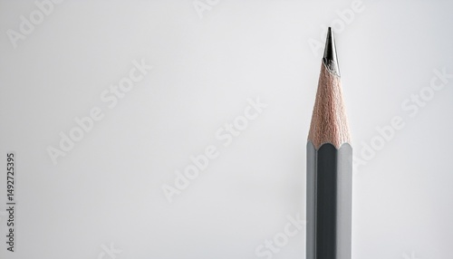 minimalist composition of a sharpened gray pencil on a clean white background representing simplicity creativity and stationery essentials copy space