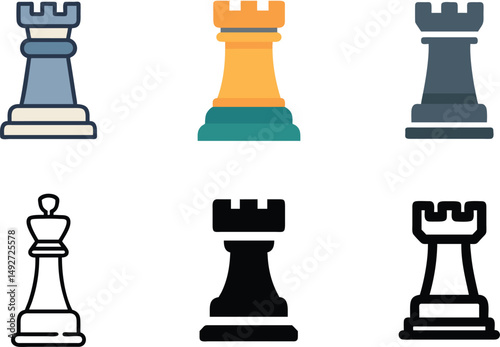 Rook Piece Symbol Vector Set For Chess, Gaming, And Intellectual Themes