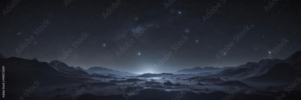 Fototapeta premium Shimmering stars blanket inky blackness; distant nebulae glow faintly , deep space, glitter