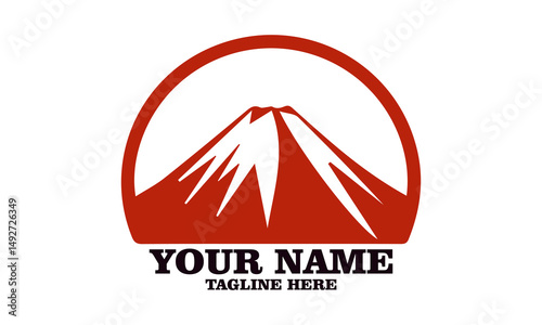 Vector logo design element. Mountain, japan nature, minimalist vector silhouette of Mount Fuji and mount fuji logo design