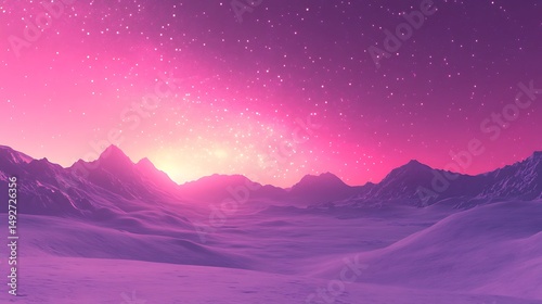 Pink purple mountain sunrise landscape
