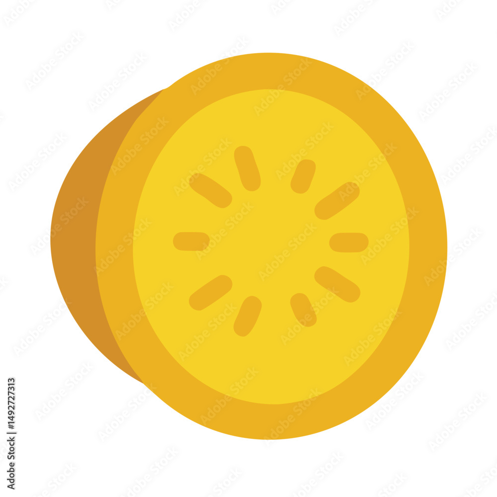 Fototapeta premium Graphic yellow fruit slice illustration on a black background