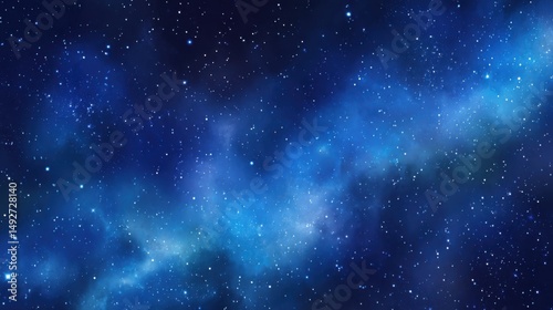 Deep Space Nebula View with Twinkling Stars and Cosmic Dust in a Blue Galaxy Background Abstract Illustration