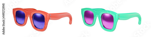 Realistic 3d sunglasses. Summer time icon. Tropical vacation. Beach Eyeglasses isolated