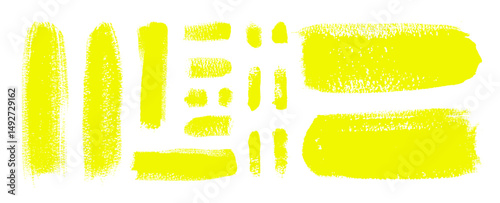 Bold thick vector lines. Rounded yellow speech bubbles. Drawn brushstroke text boxes. Chinese ink calligraphy brushstroke set. Rough grunge gouache paint texture. Sketchy ink rectangular textboxes
