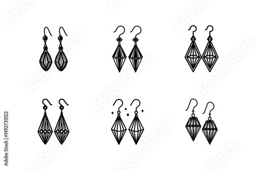 earrings sketch silhouette vector illustration