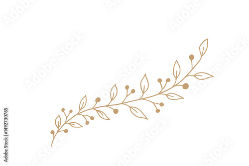 植物の手書き北欧風シンプルベクターイラスト 金