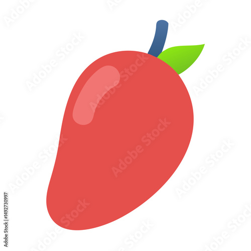 Stylized flat mango fruit illustration against a black background