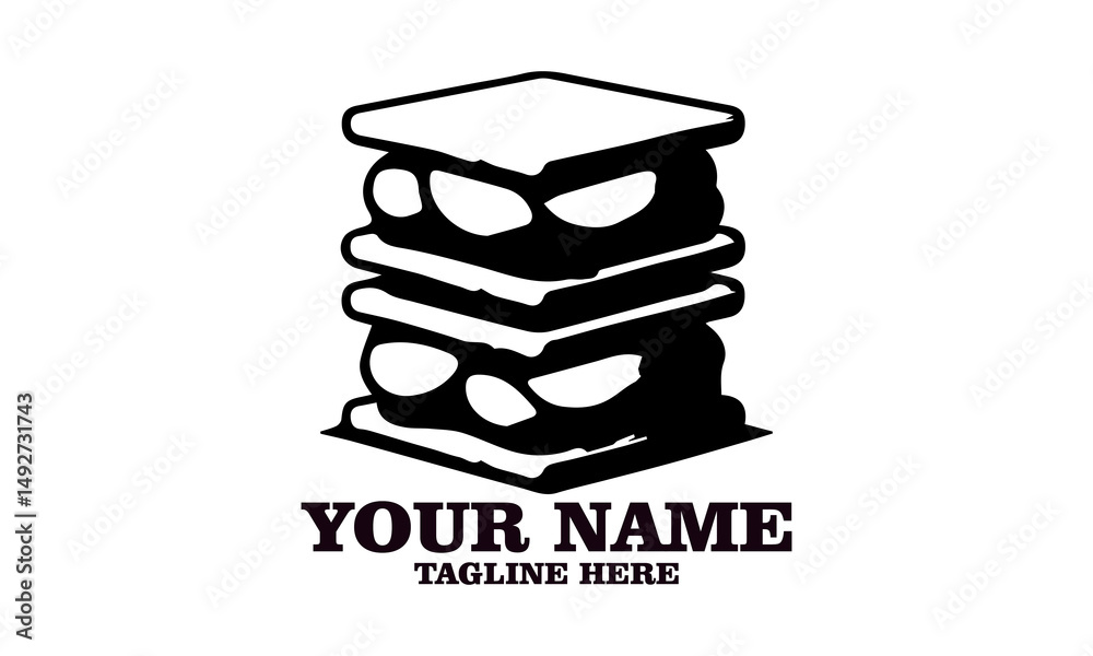 classic s'mores dessert chocolate crackers isolated vector illustration on white background and s'mores logo icon classic s'mores dessert chocolate crackers isolated vector illustration on white background and s'mores logo icon