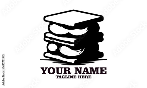 classic s'mores dessert chocolate crackers isolated vector illustration on white background and s'mores logo icon