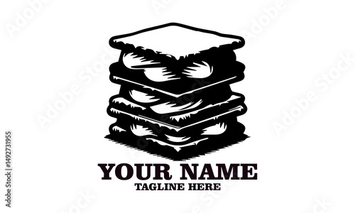 classic s'mores dessert chocolate crackers isolated vector illustration on white background and s'mores logo icon