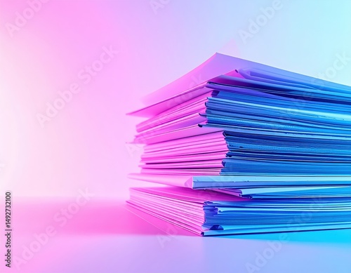 Stack of colorful papers with soft gradient lighting