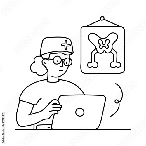 Nurse table  vector outline illustrations. EPS 10 file