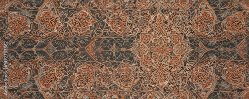 Flat outline Moroccan seamless pattern  Geometric shapes and intricate details  , vintage, geometric, decorative