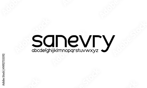 Sans serif lowercase typography font vector. Modern clean regular character set. Creative alphabet simple typeface. Digital letter type style. Logo art banner poster flyer billboard text graphic desig