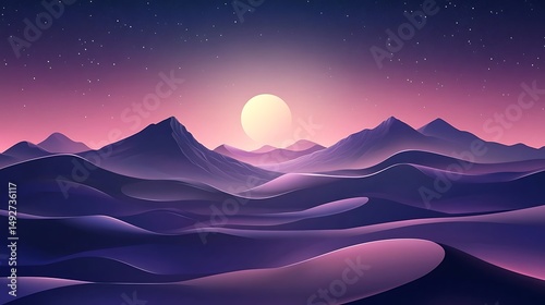 Scenic mountain landscape at dawn with gradient sky