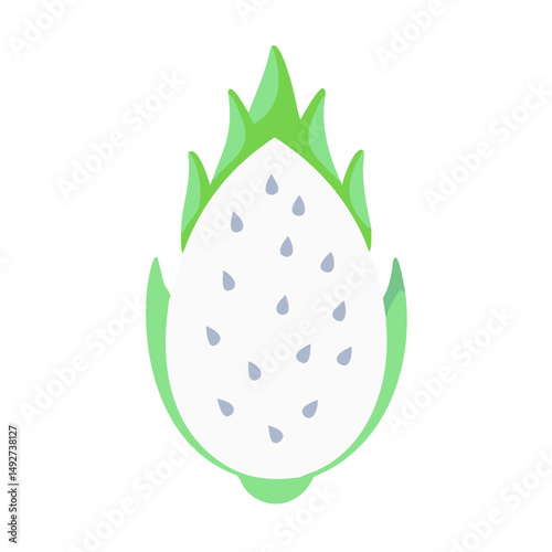 Flat Vector Illustration of a Dragon Fruit Slice Isolated