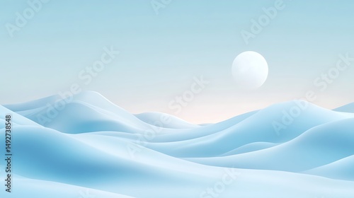 Snow covered hills landscape illustration