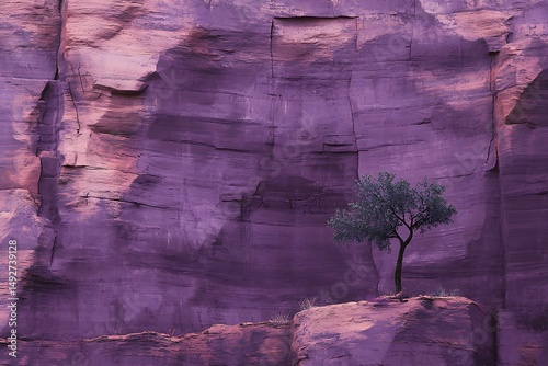 Colossal Red Rock Wall with Subtle Purple Hues at Sunset