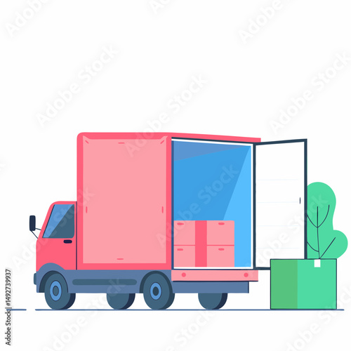 delivery truck with boxes