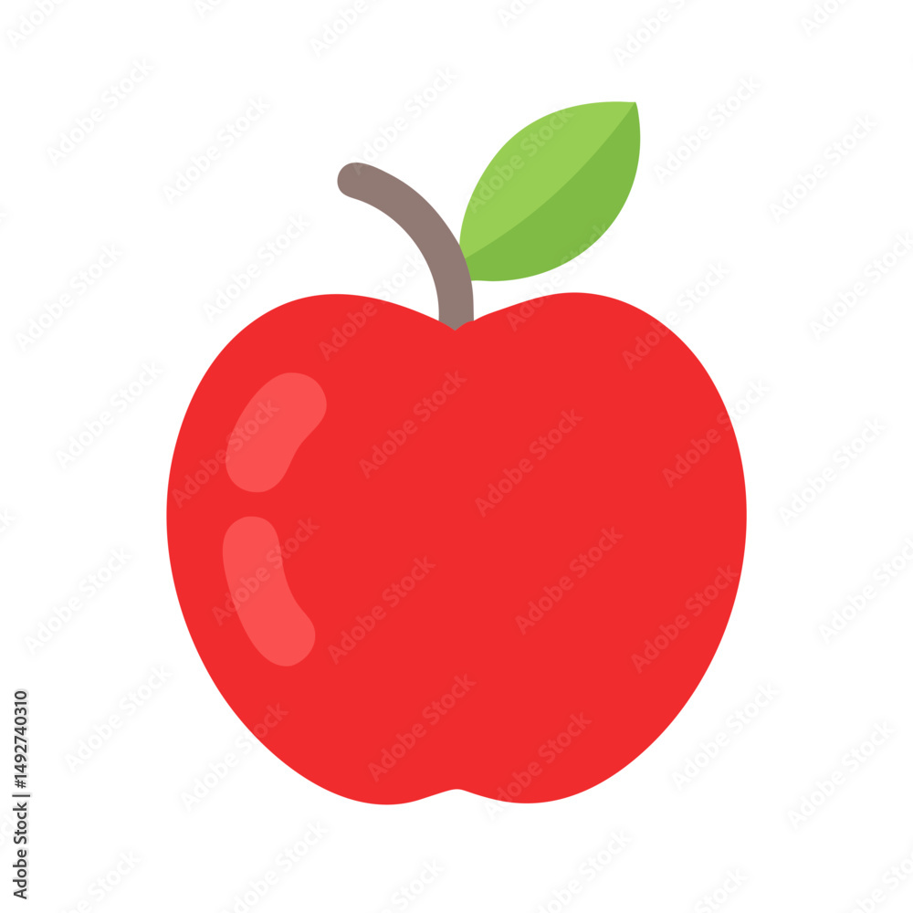 Fototapeta premium Isolated glossy red apple with leaf on black background