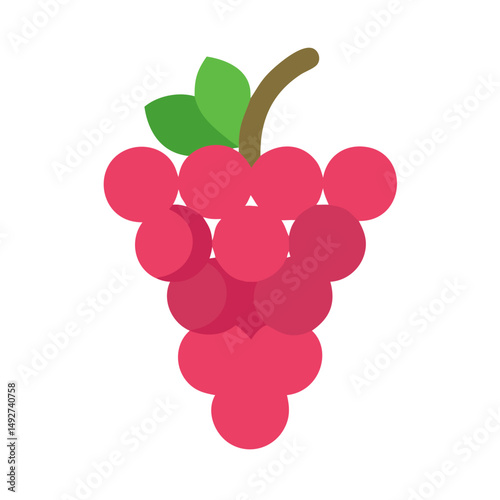 Simple flat design grape cluster against a black background