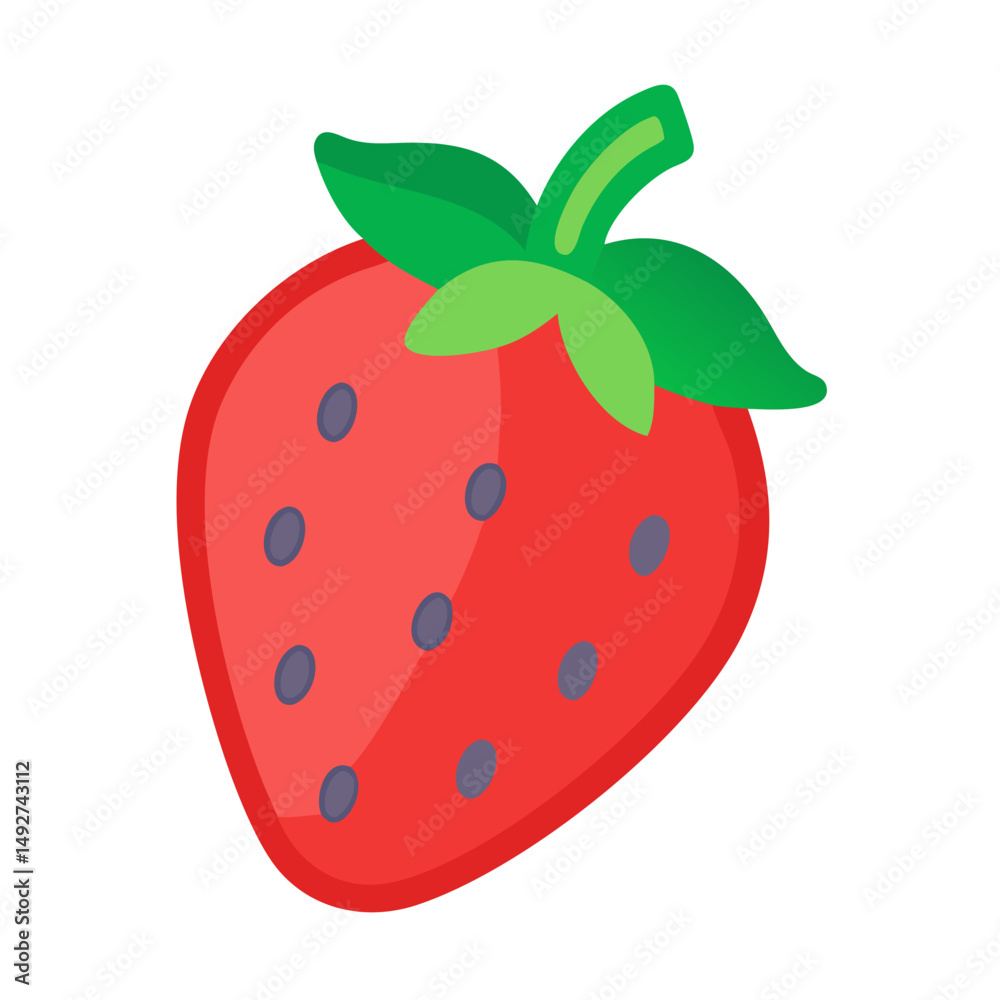 Fototapeta premium Cartoon Strawberry Illustration on Black Background: Fresh and Sweet