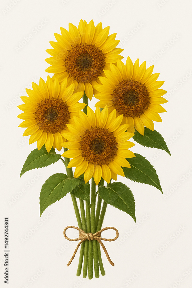 Obraz premium ひまわりの花束(ブーケ・4輪)
