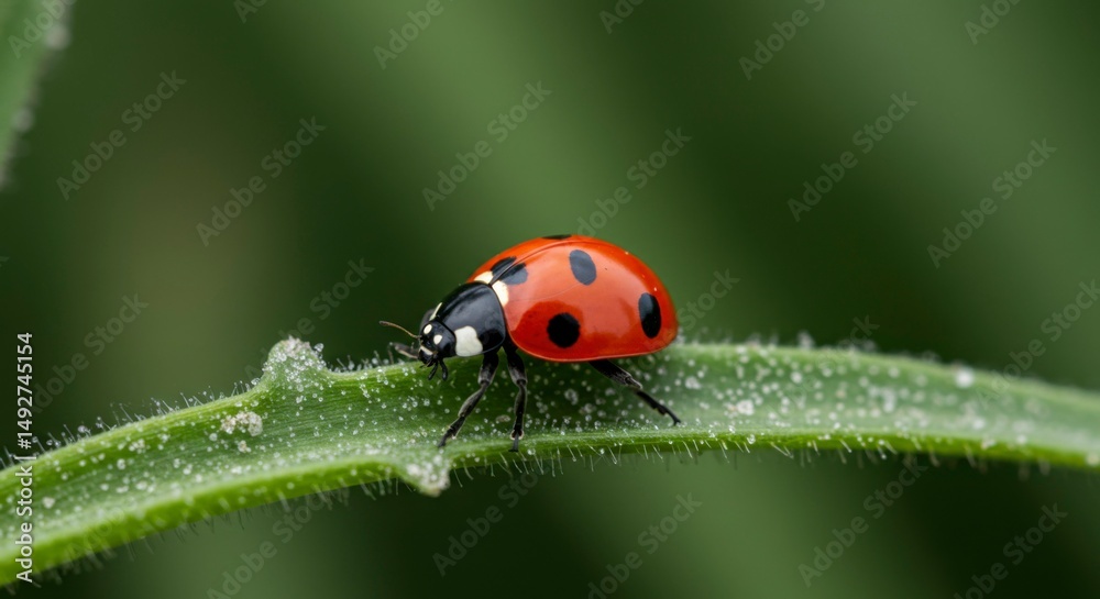 Naklejka premium Ladybug on a leaf (4)