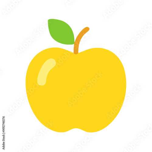 Bright yellow apple illustration on black background for design