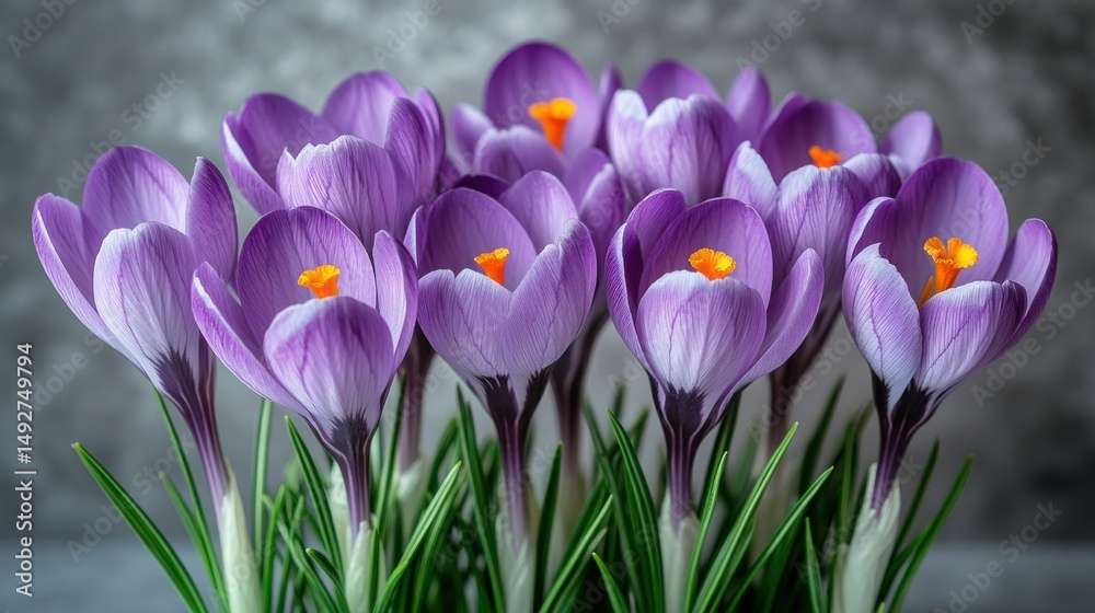 Fototapeta premium Purple Crocus Blooms in Spring
