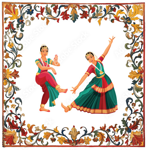 Traditional Indian Mughal plant, Mughal art, peacock garden,  Mughal dancing woman in a garden