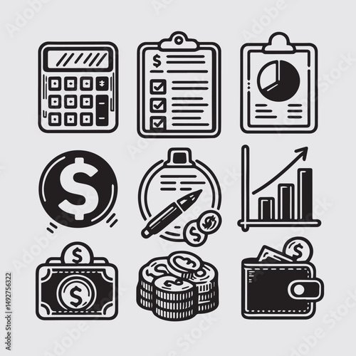 Financial Growth & Performance Metrics Icons Set