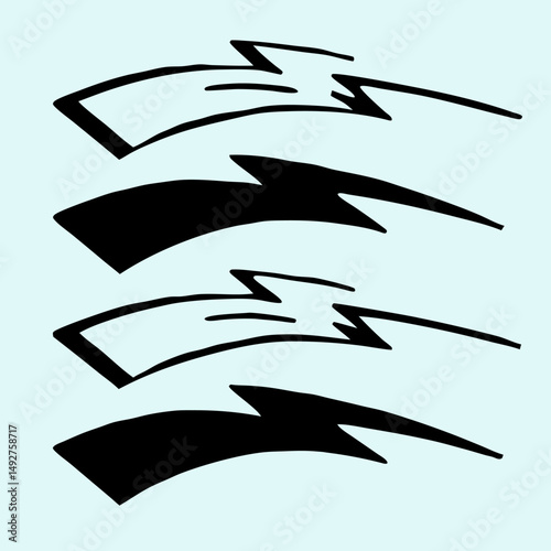 Three Black Car Racing Stripes Decals Vector Graphics