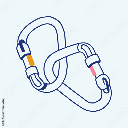 Two Interlocked Climbing Carabiners Clip Safety Gear