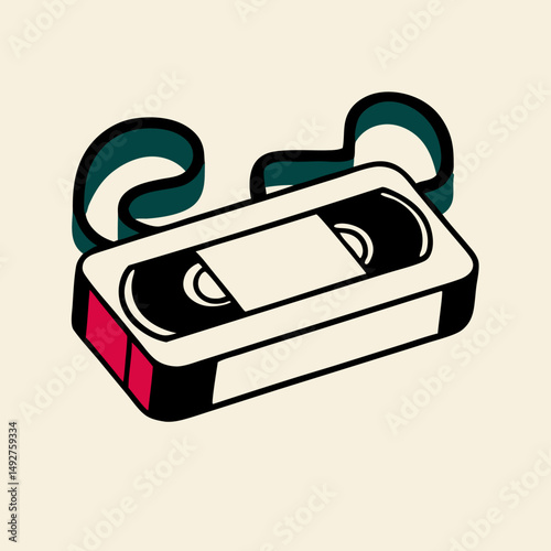 VHS Video Cassette Tape Illustration