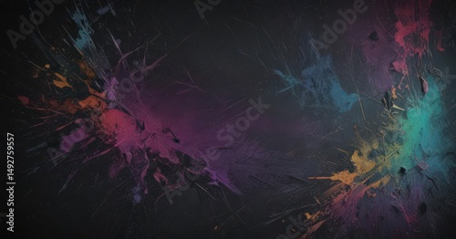 Rough, gritty, multicolored grunge noise, abstract chromatic pattern  Distressed, dark background , element, gritty