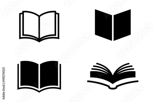 Open book icons set for education and literature