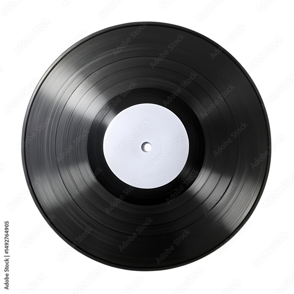 Obraz premium Vinyl record with white label isolated on black solid background