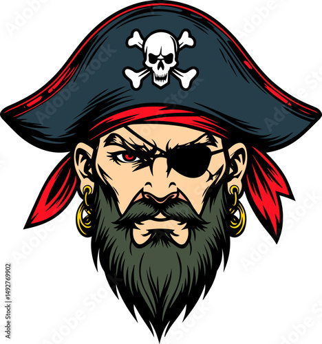 Pirate Skull Mascot illustration