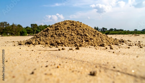 Sand pile formation on desert landscape outdoor environment nature photography low angle view earthy textures